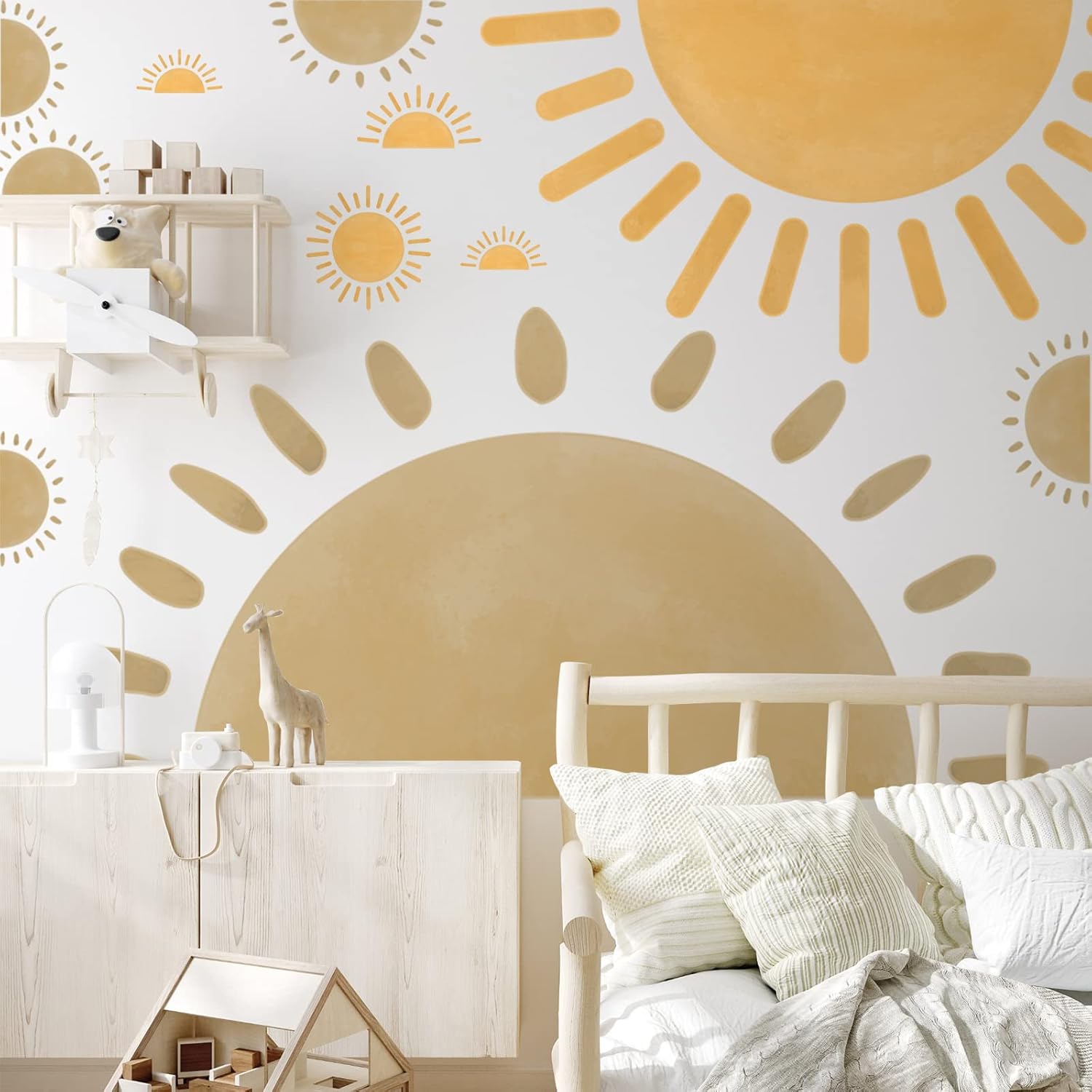 20 calcomanías de pared de medio sol, calcomanías de pared grandes bohemias, calcomanías de pared de vinilo para guardería, calcomanías de pared