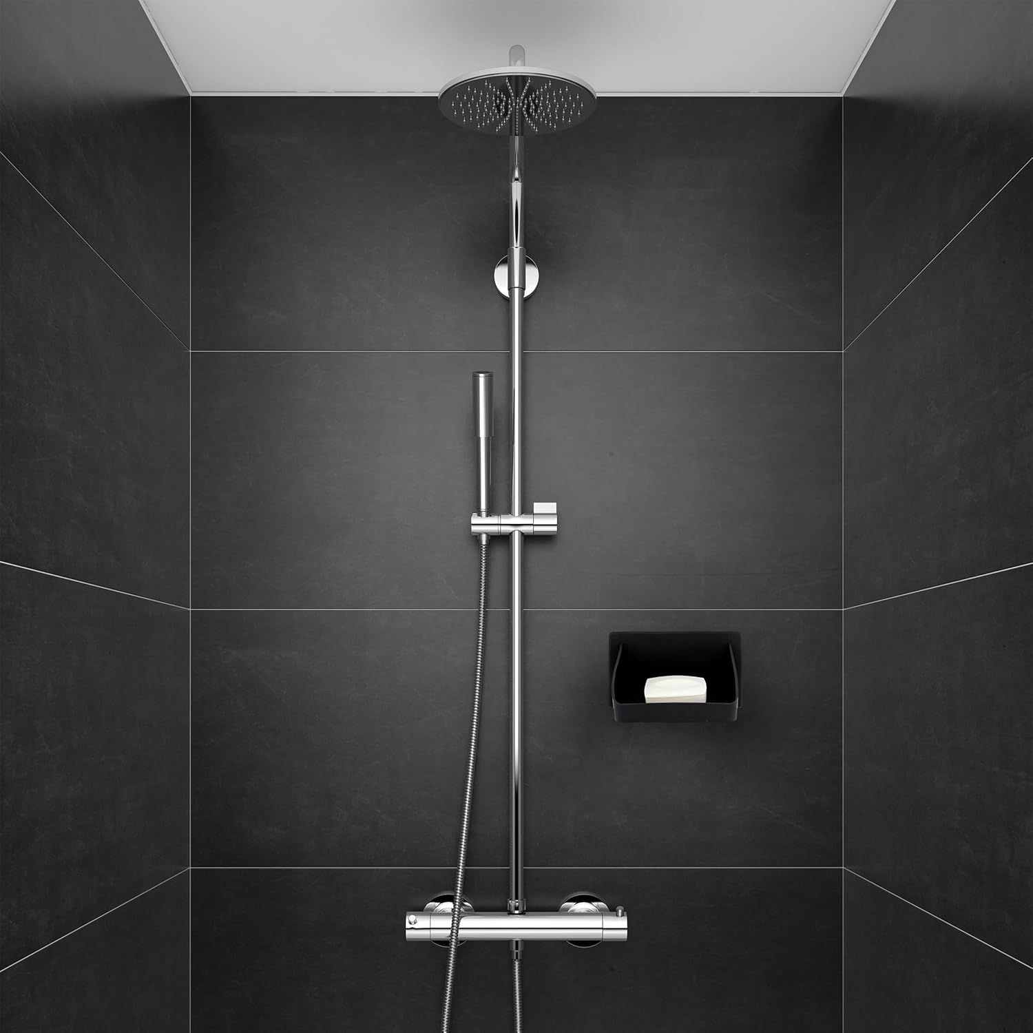 Lot45 Jabonera de silicona, soporte para jabón de ducha gris, soporte de esponja para fregadero montado en la pared para baño o cocina