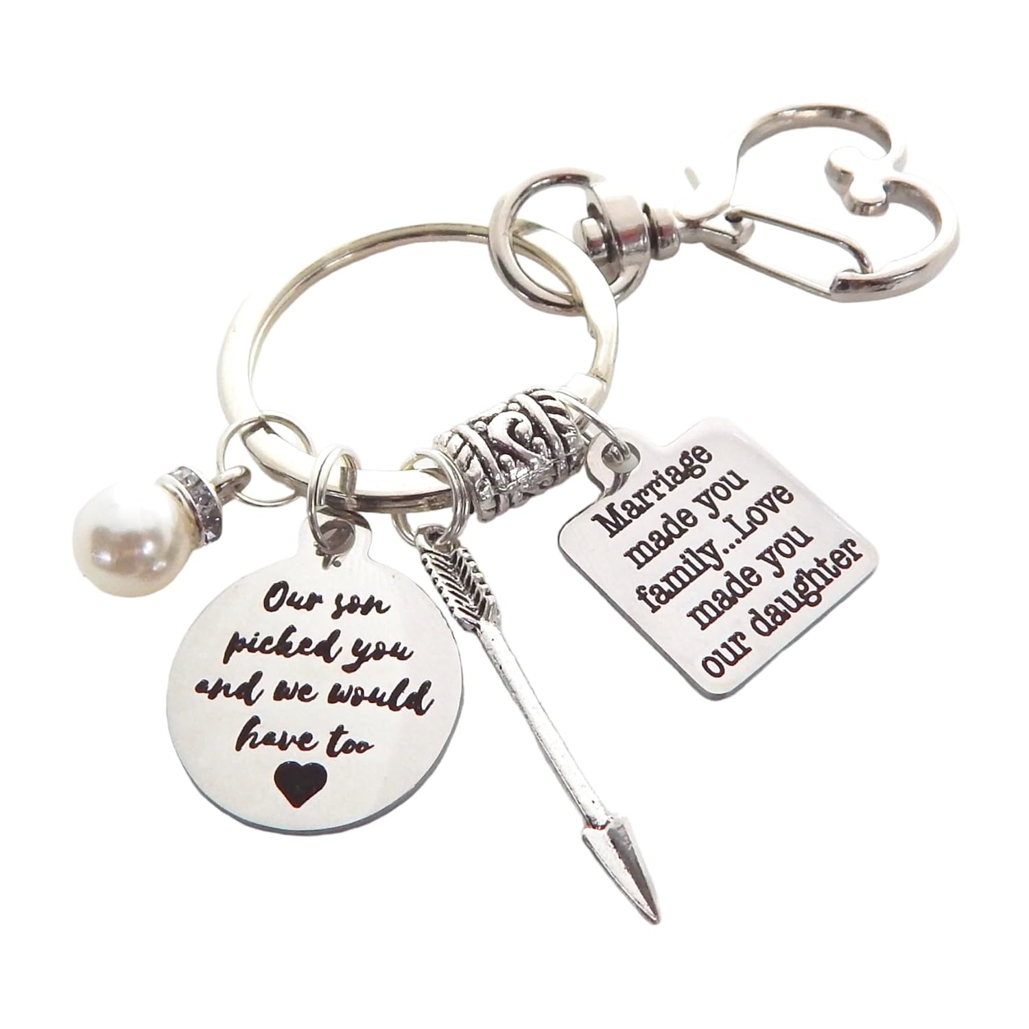 Future Daughter In Law Keychain Gift, Gift from Mother in law, Bride to Be Gift, Welcome to our Family (Our Son picked you…(Arrow))