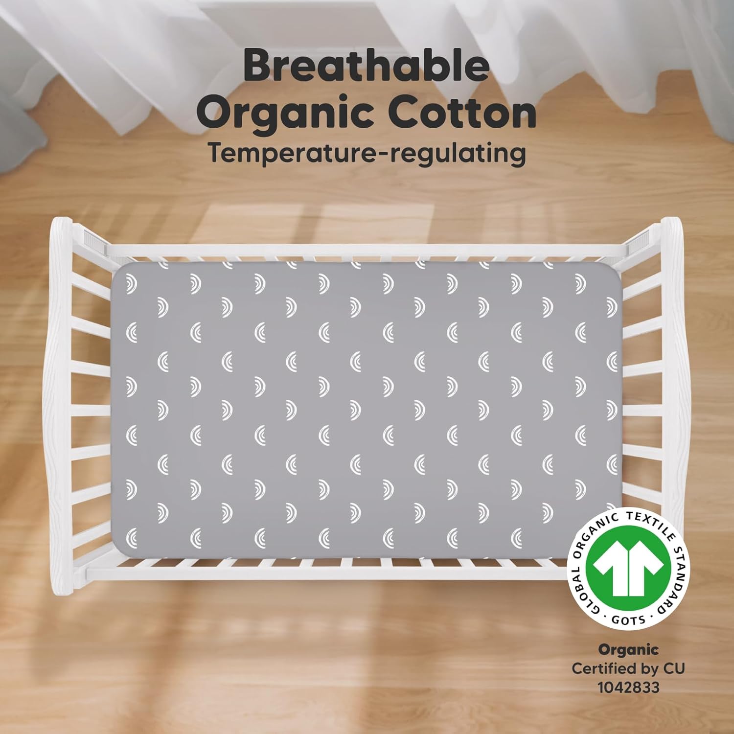Paquete de 2 sábanas orgánicas para cuna para niños, niñas, sábana bajera ajustable de jersey, sábanas neutrales para cuna, sábana de colchón para