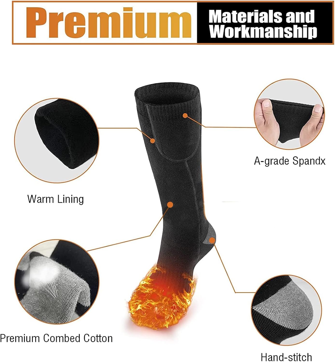 Calcetines térmicos para hombres y mujeres, recargables de 3.7 V, 4000 mAh, funcionan con pilas, calcetines térmicos de invierno para deportes al