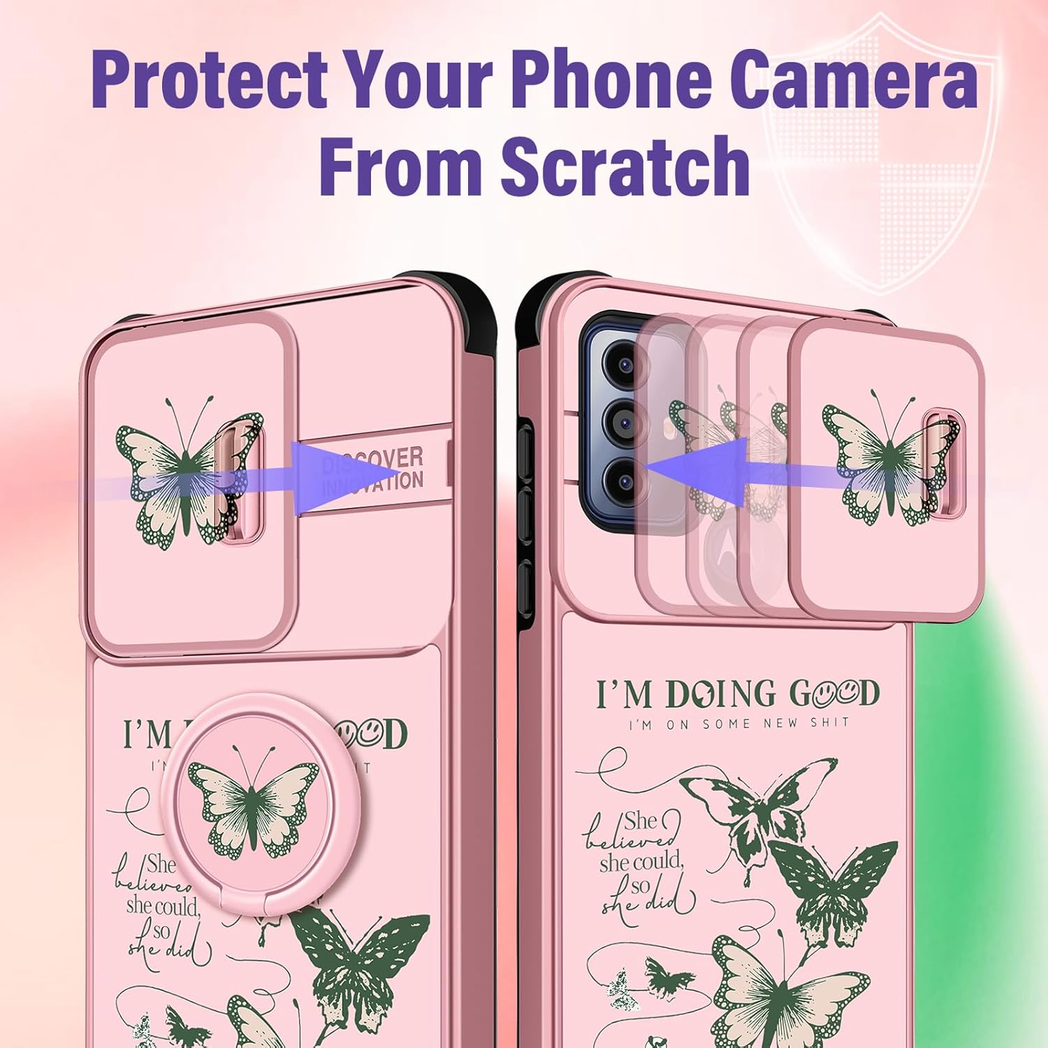 Funermei Funda para teléfono Motorola Moto G Pure 2 en 1, funda para teléfono Moto G Power 2022, funda para Moto G Play 2023 para mujeres, diseño