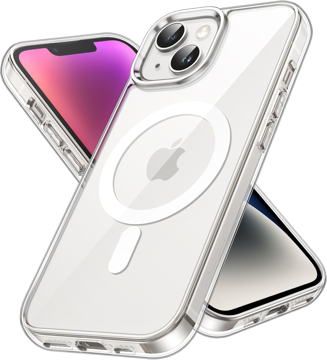 JETech Funda magnética para iPhone 14 Plus de 6.7 pulgadas, compatible con carga inalámbrica MagSafe, a prueba de golpes, parte trasera transparente