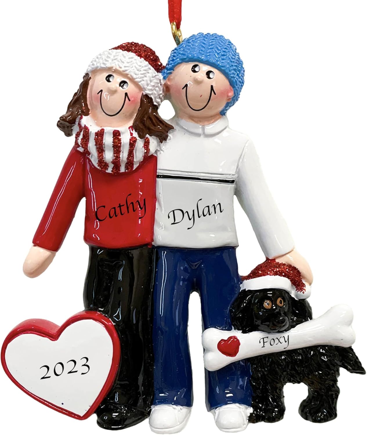Adorno de Navidad personalizado para pareja con perro 2023  Familia de 2 con decoración de árbol de Navidad para cachorros, nuestra primera Navidad