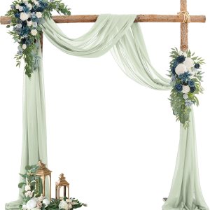 Tela drapeada para arco de boda, 2 paneles de 19 pies, cortinas verde salvia para telón de fondo, ceremonia de boda, decoración de recepción, tela Tela drapeada para arco de boda, 2 paneles de 19 pies, cortinas verde salvia para telón de fondo, ceremonia de boda, decoración de recepción, tela