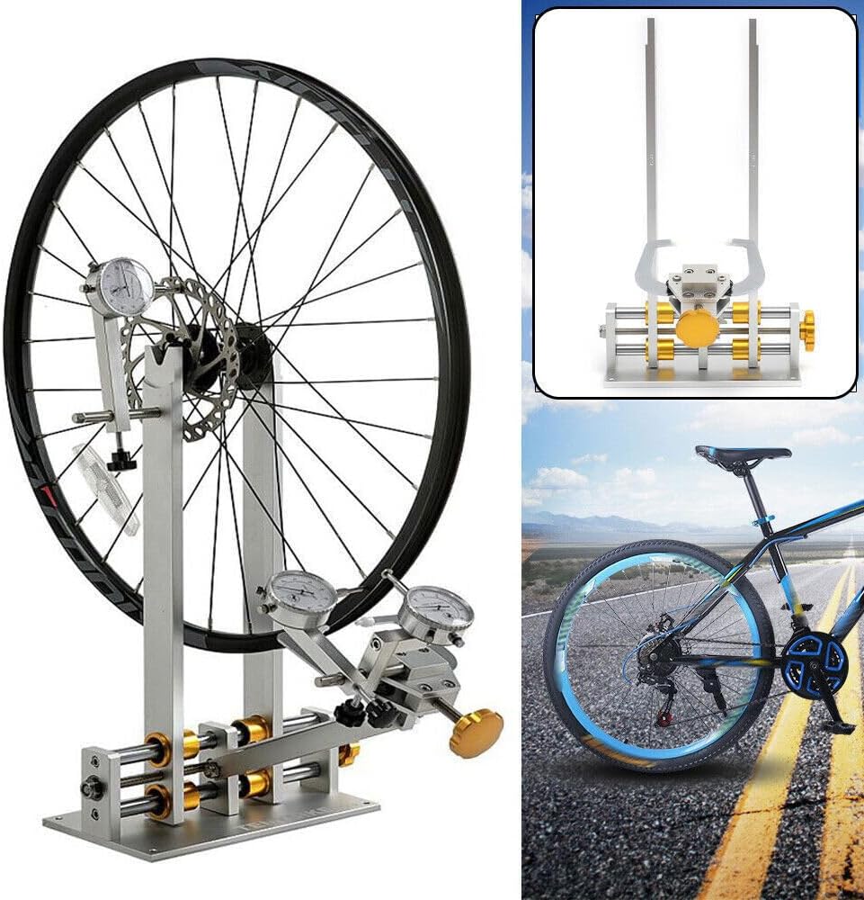 RustyVioum Soporte de rueda de bicicleta, plataforma de reparación de mantenimiento de cubo de bicicleta+herramienta mecánica para ruedas de 10″ a