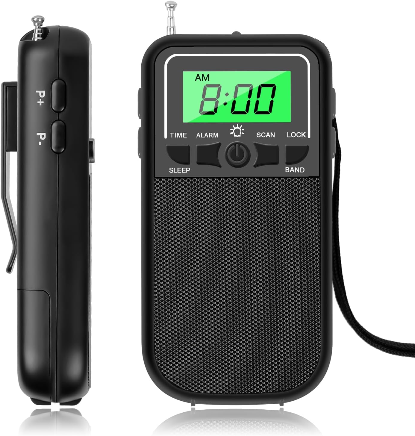 Radio portátil AM FM SW, radio transistor con linterna LED, radio a batería 2AA para recepción de largo alcance, radio Walkman de bolsillo de