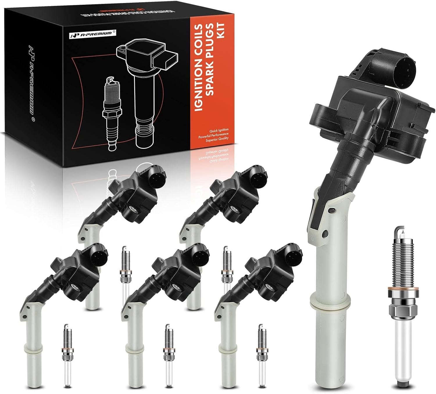 A-Premium Juego de 6 bobinas de encendido y bujías de iridio compatibles con Mercedes-Benz C300 2013-2014, C350 2012-2014, E350 2012-2016, ML350