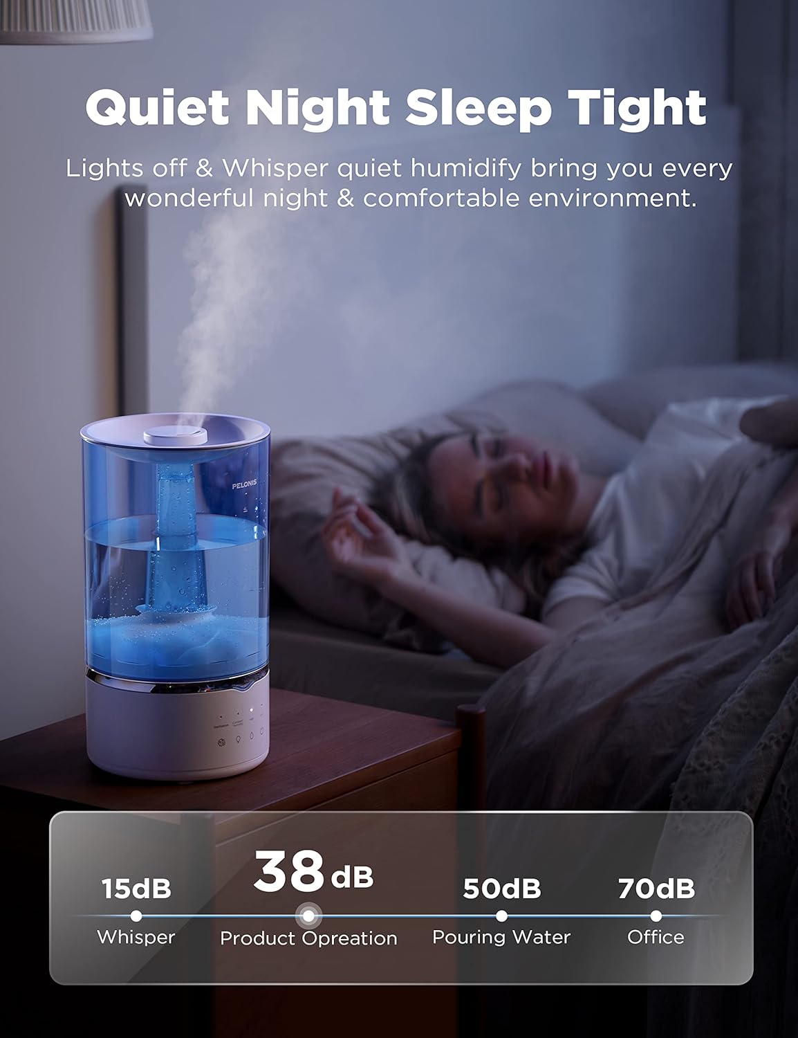 Pelonis Humidificadores de niebla cálida y fría para dormitorio, habitación grande, hogar y bebé, humidificador ultrasónico de niebla fría y cálida