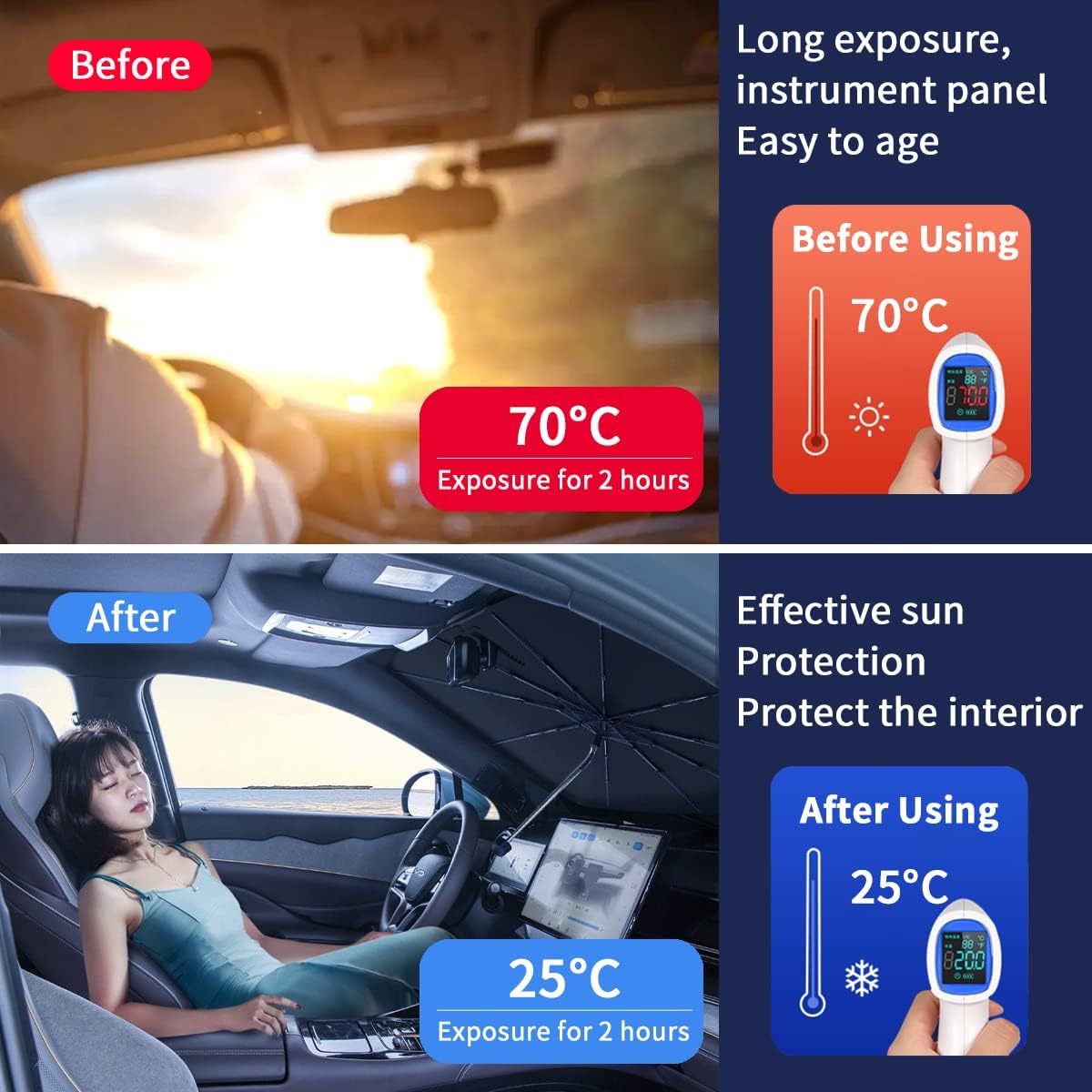 Parasol a medida para parabrisas de Nissan, rotación de 360, flexible, con bloqueo UV, ventana delantera del automóvil, diseñada para accesorios