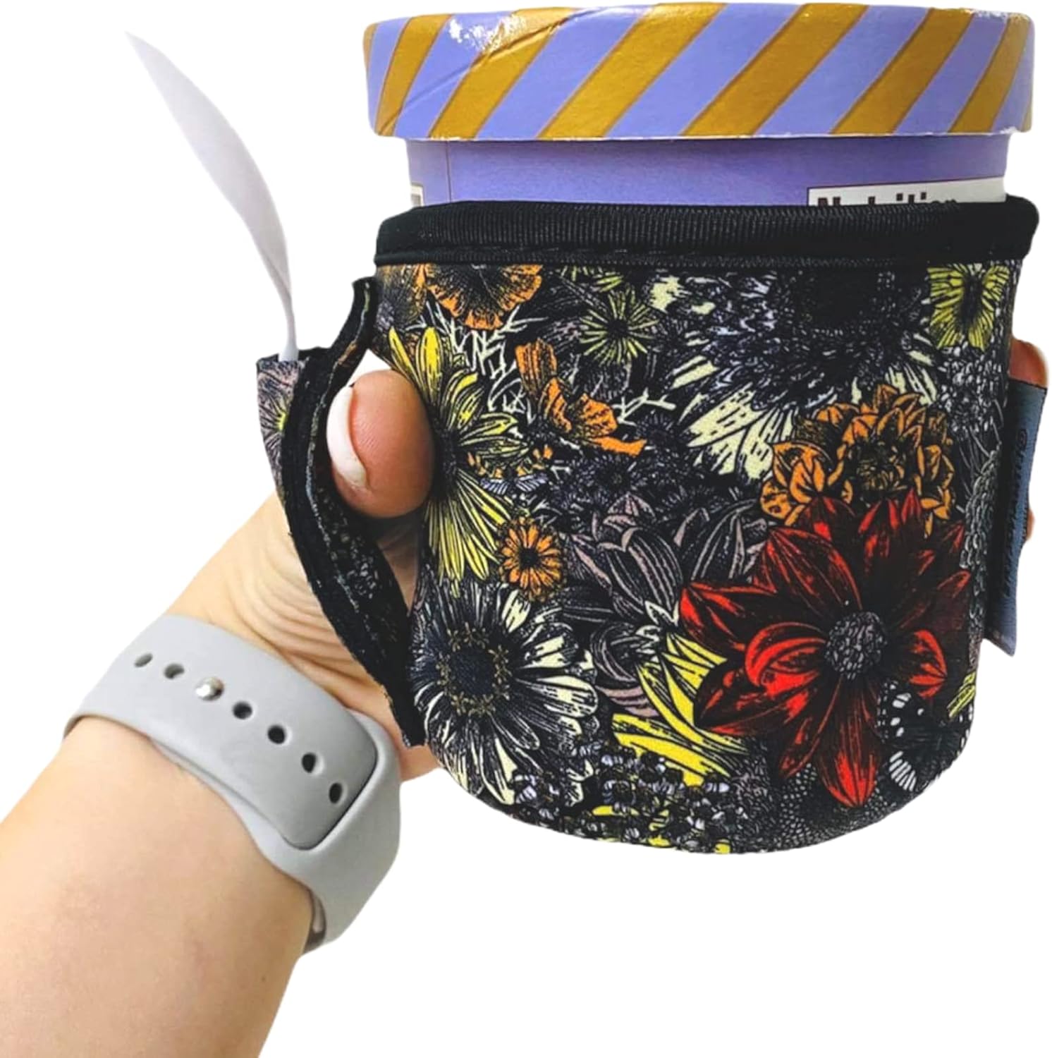 Lit Handlers Funda enfriadora de helado  Soporte de neopreno para pintas de helado con asa y bolsillo  Enfriador y recipiente resistente a desgarros
