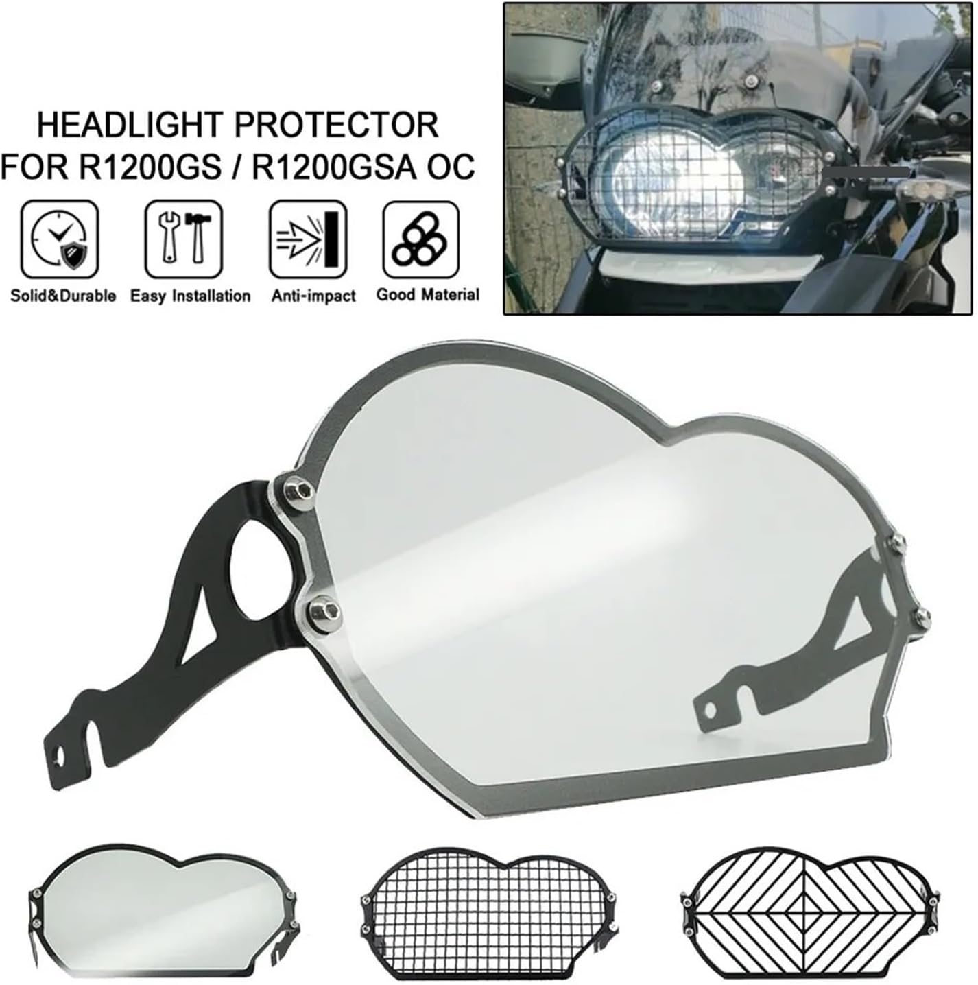 Headlight Protector Guard Cover Fit for BMW R1200GSA R 1200 GS R1200GS Adv 2004-2008-2011 2012 Motorcycle Steel Headlight Guard Cover Grill (Color
