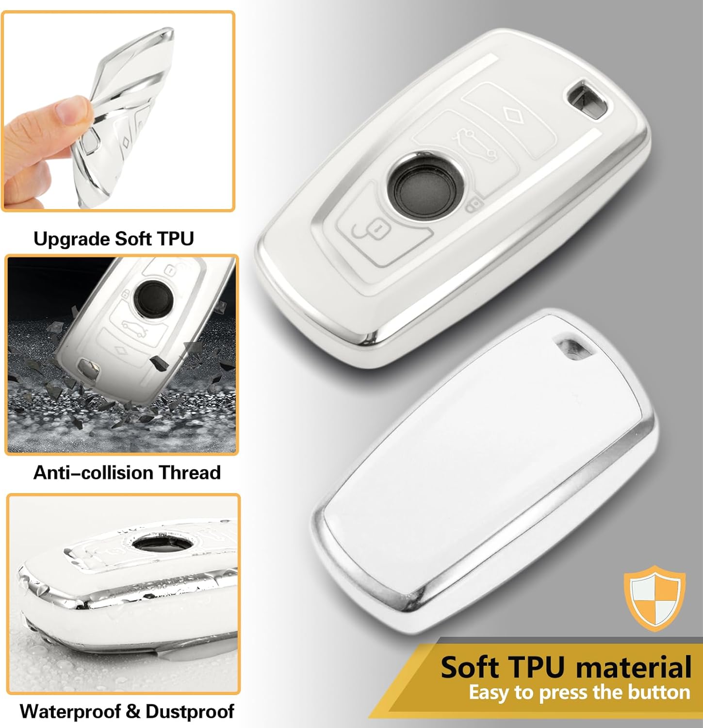 CTRINEWS Funda para llavero BMW con llavero de cuerda trenzada de metal para accesorios BMW, funda suave mejorada para llave clásica BMW Smart
