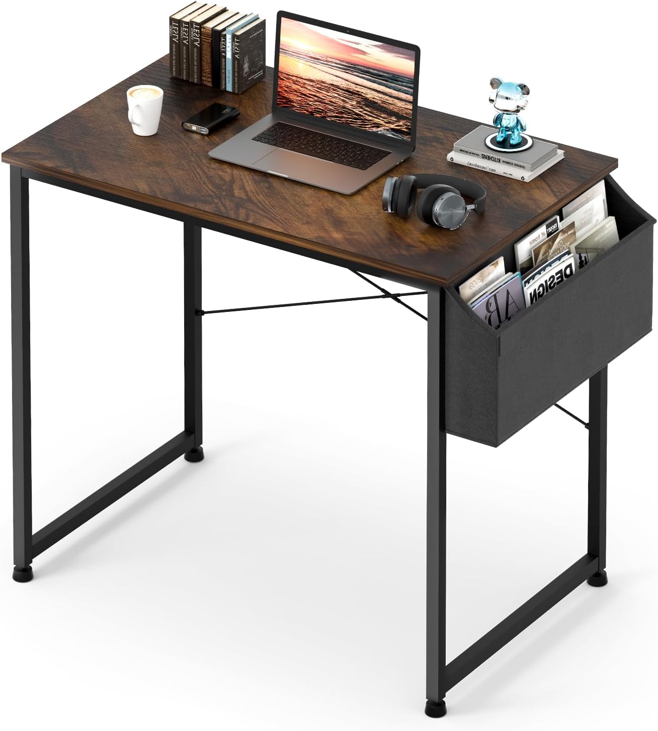 Magshion Escritorio simple de computadora de 32 pulgadas, mesa de estudio moderna para estudiantes con bolsa de almacenamiento para el hogar,