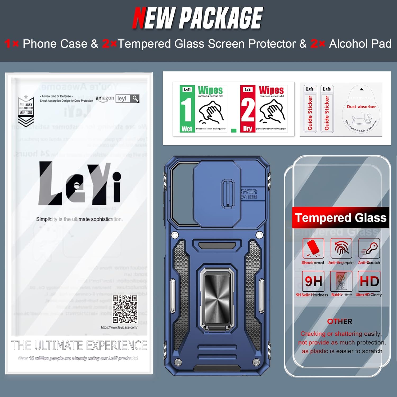LeYi Funda para Samsung A23 5G no compatible con A23 UW con 2 protectores de pantalla, resistente a prueba de golpes con cubierta deslizante para