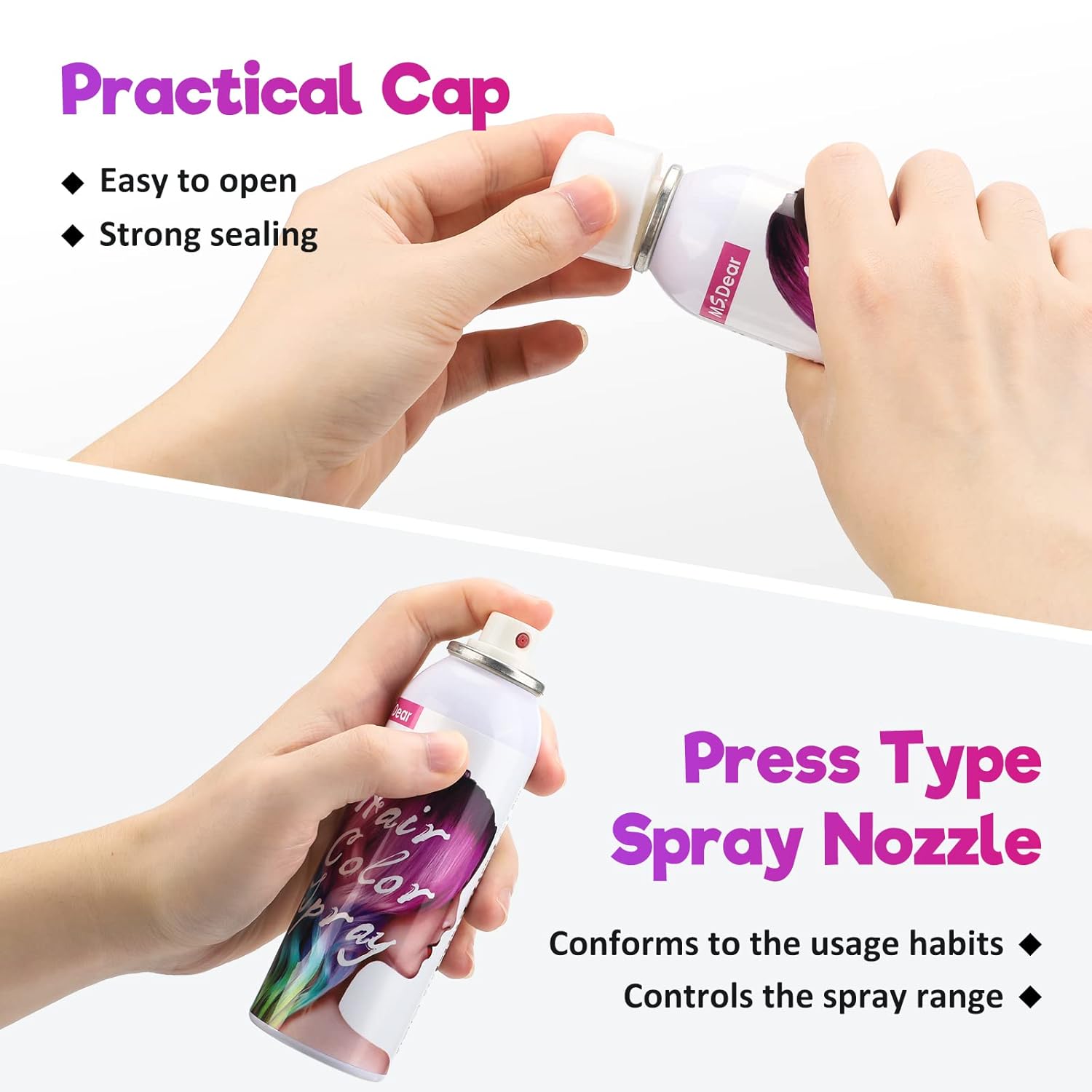 Un solo uso en aerosol para el cabello blanco, tinte temporal para cabello loco, fiesta de Navidad, lavado, tinte para el cabello, 1 día, lavable,
