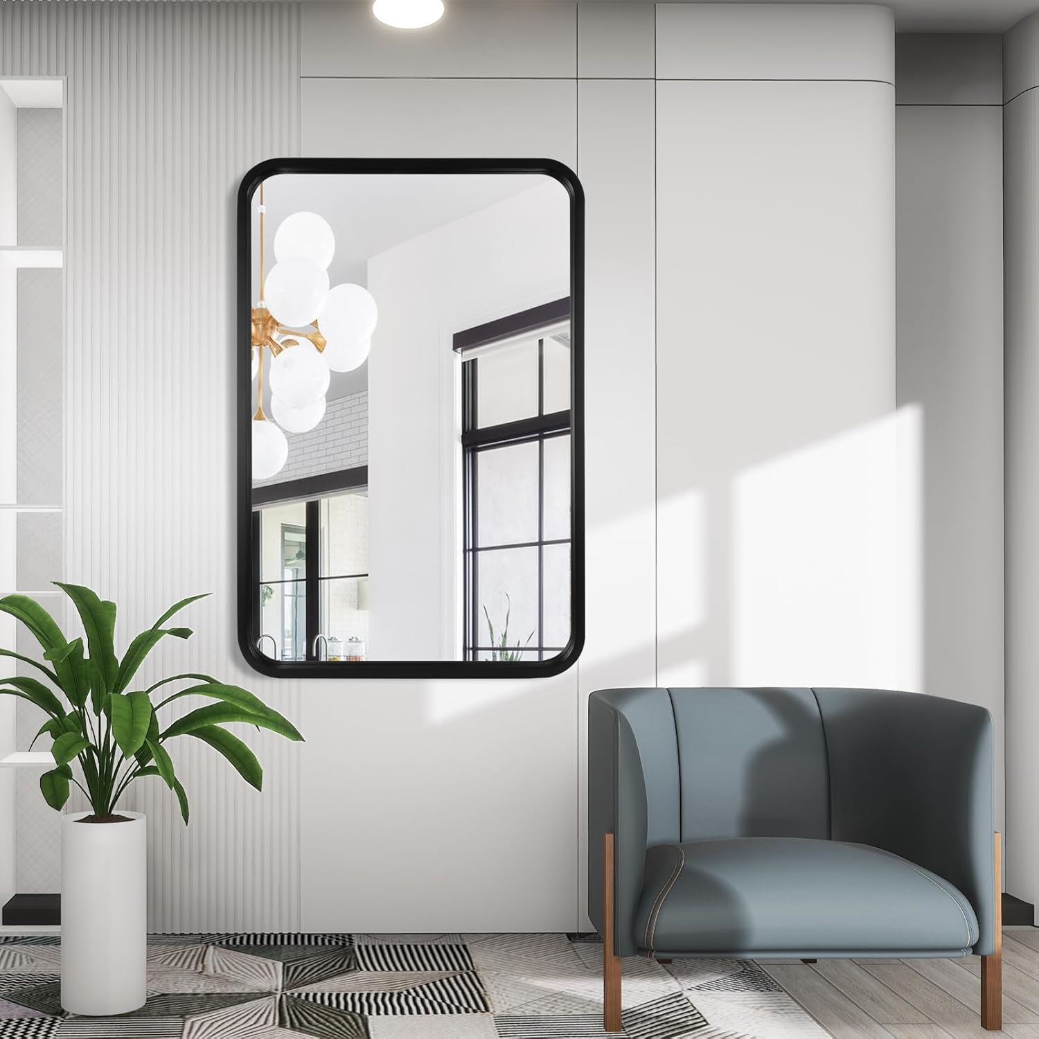 WallBeyond Espejo de madera de 20 x 30 pulgadas para baño, espejo de pared con marco de madera, espejo rectangular montado en la pared para tocador