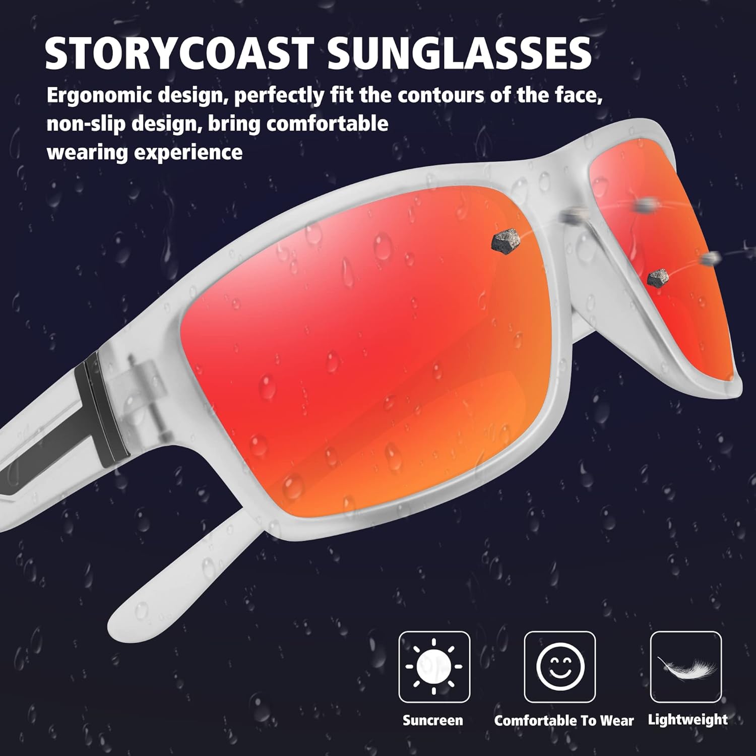 STORYCOAST Gafas de sol deportivas polarizadas para hombres y mujeres, marco irrompible, ciclismo, pesca, conducción