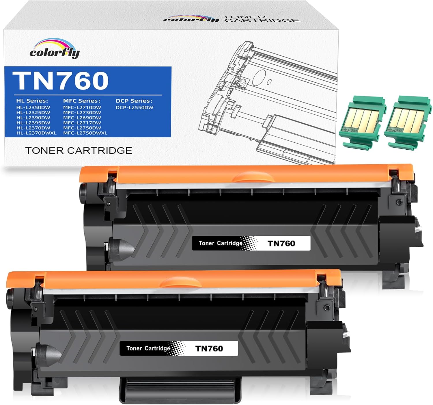 TN760 TN-760 – Cartucho de tóner de repuesto para tóner Brother High Yield TN-730 TN730, compatible con DCP-L2550DW HL-L2350DW HL-L2370DW HL-L2390DW
