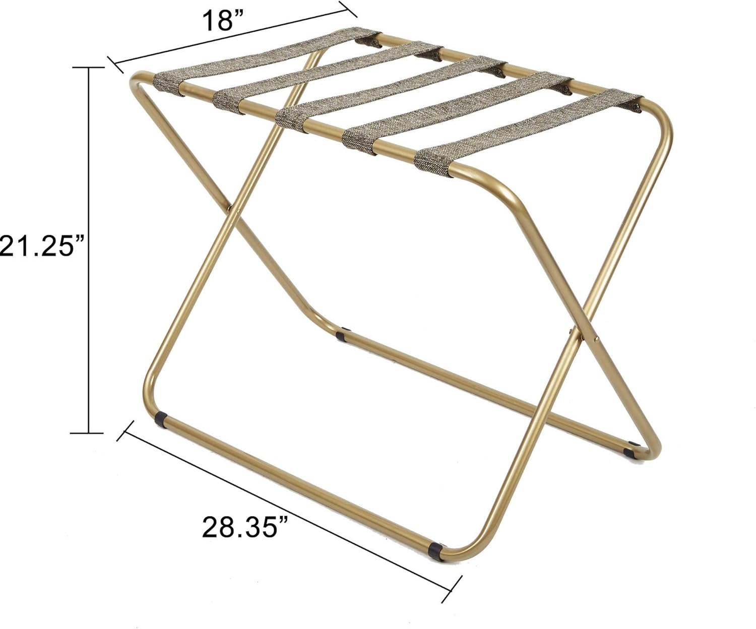 Rhys – Portaequipajes plegable de metal en color dorado, marrón oscuro