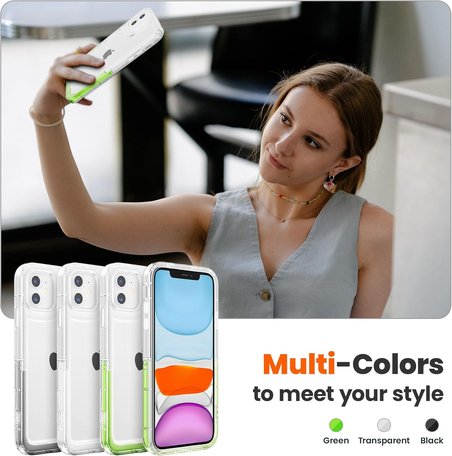 ZCDAYE Diseñada para iPhone 11, funda transparente con soporte compatible con carga inalámbrica de TPU parachoques invisible, soporte invisible,