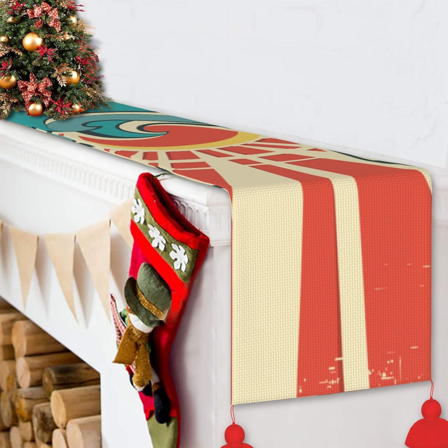 Waves Nature Sun and Sea Christmas Table Runner Dining Table Decor Christmas Decorations Indoor Home Decor Christmas Table Runners Xmas Navidad