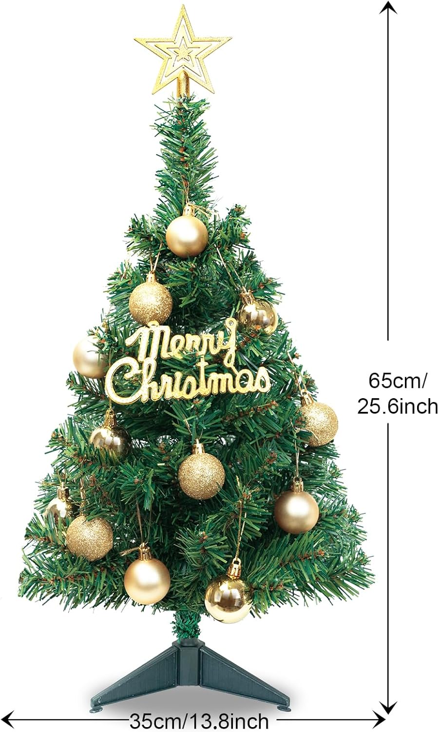 DUUDO Mini árbol de Navidad, pequeño árbol de Navidad con adornos colgantes de estrellas, árbol de Navidad artificial para el hogar, oficina, mesa,