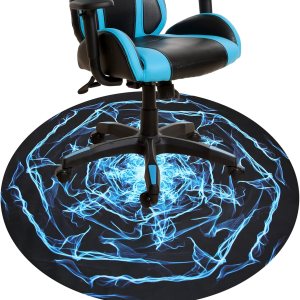 Tapete para silla de juegos, 47 pulgadas, redondo, 0.118 in de grosor, de goma, para suelo de madera, antideslizante, para sala de juegos, oficina y Tapete para silla de juegos, 47 pulgadas, redondo, 0.118 in de grosor, de goma, para suelo de madera, antideslizante, para sala de juegos, oficina y