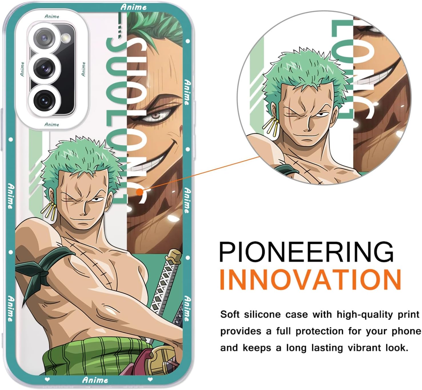2 fundas transparentes de anime japonés para Samsung Galaxy A13 5G, transparentes de 6.5 pulgadas, estampado de cómics de manga genial, fundas de