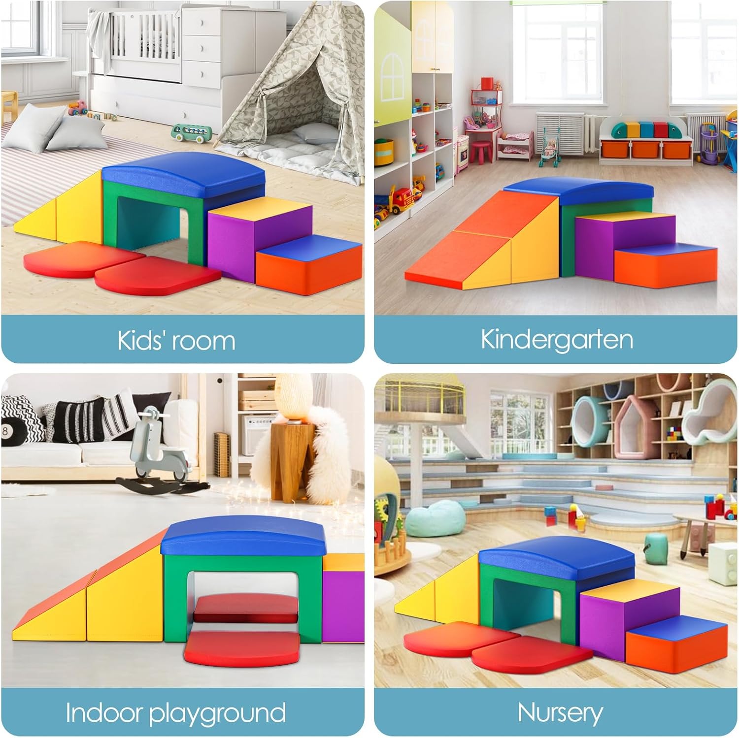 Ixdregan Bloques de escalada de espuma para niños pequeños, 6 piezas de escalada suave para niños, juguetes de escalada para niños pequeños con