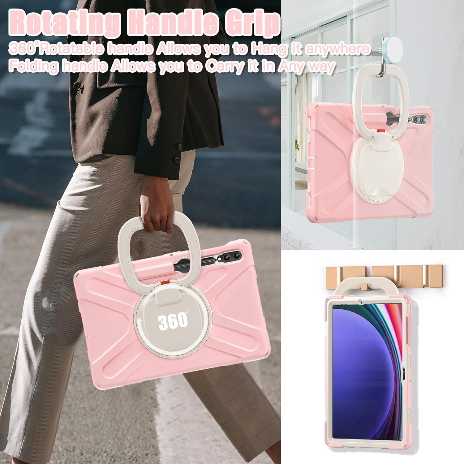 Funda de silicona resistente para Samsung Galaxy Tab S9+ de 12.4 pulgadas 2023S8+ S7+S7 Fe, con correa para el hombro, soporte para bolígrafo S,