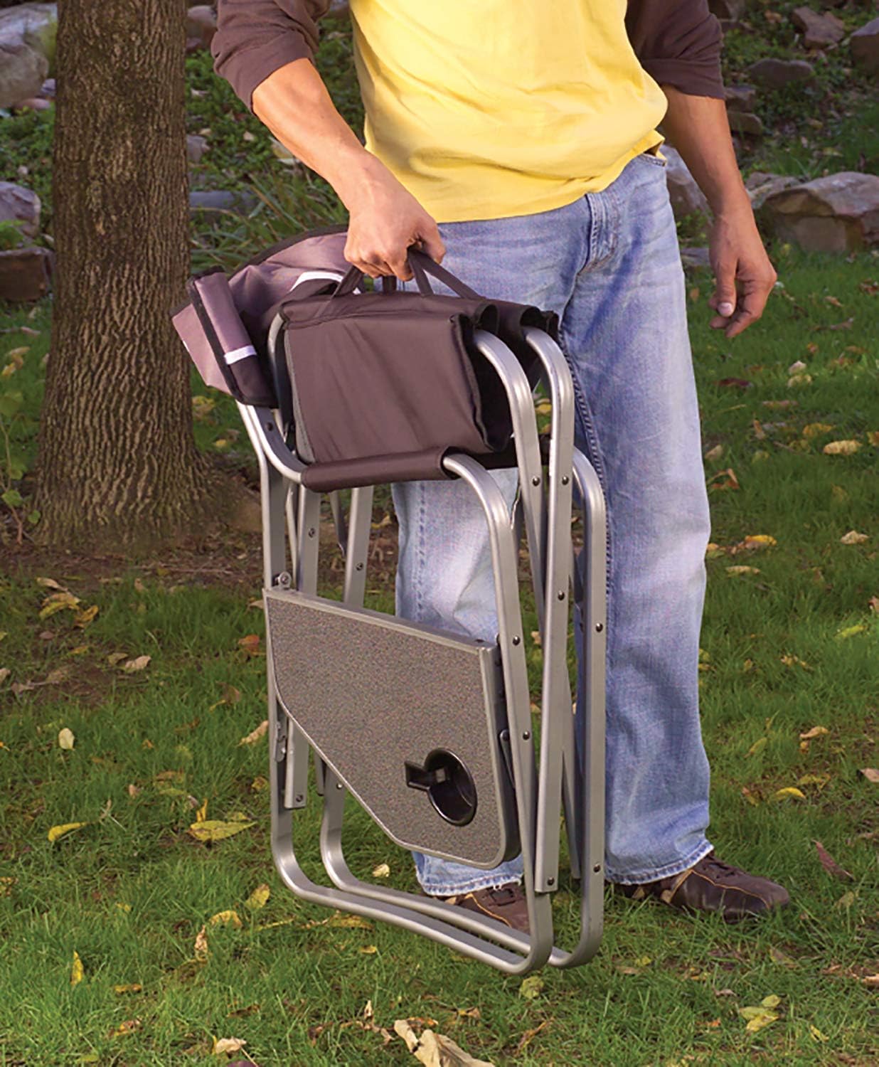 Coleman Silla de campamento con mesa auxiliar  Silla de playa plegable  Silla de cubierta portátil para portón trasero, campamento y aire libre y