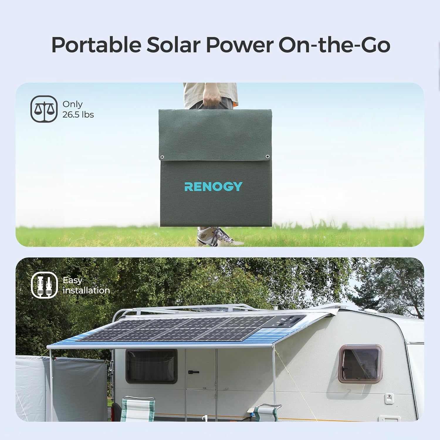 Renogy Panel solar portátil de 400 W, manta solar monocristalina plegable, panel solar de gran potencia, células solares Sunpower 23.7% de alta