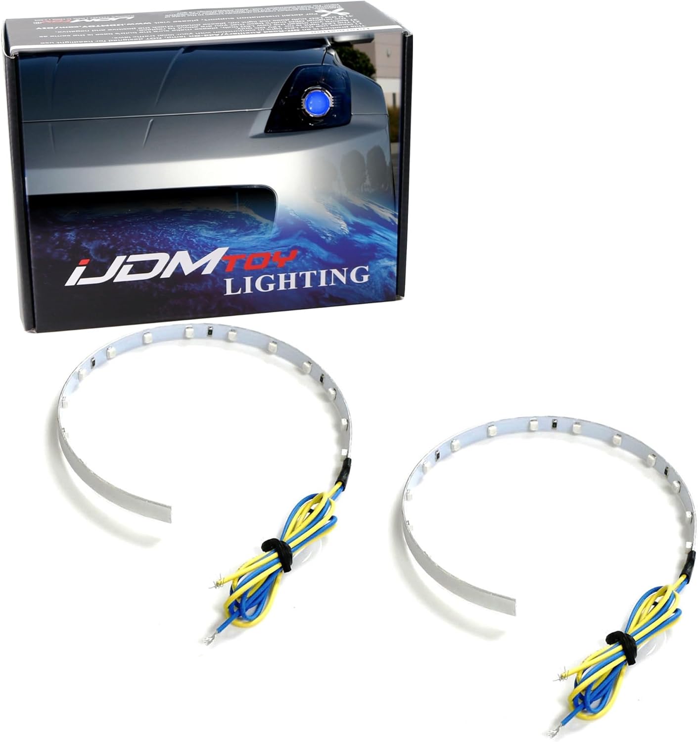 iJDMTOY 15-SMD kit de anillo de luces ledes halógenas de alta potencia, ojo de demonio, para faros o lentes de proyección de 2.5″ 2.8″ 3.0″, Azul