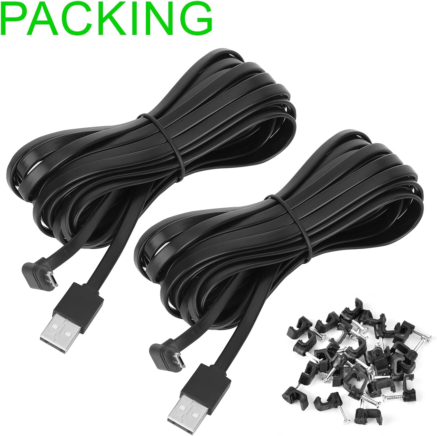 Uogw Paquete de 2 cables de alimentación de 20 pies19.7 ft compatibles con WYZE Cam Pan V3, cable de carga USB a 90 grados micro USB para WYZE Cam