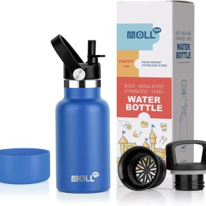 Botella de agua para niños de regreso a la escuela, botella de agua pequeña de acero inoxidable aislada al vacío de 12 onzas con pajita, botella de Botella de agua para niños de regreso a la escuela, botella de agua pequeña de acero inoxidable aislada al vacío de 12 onzas con pajita, botella de