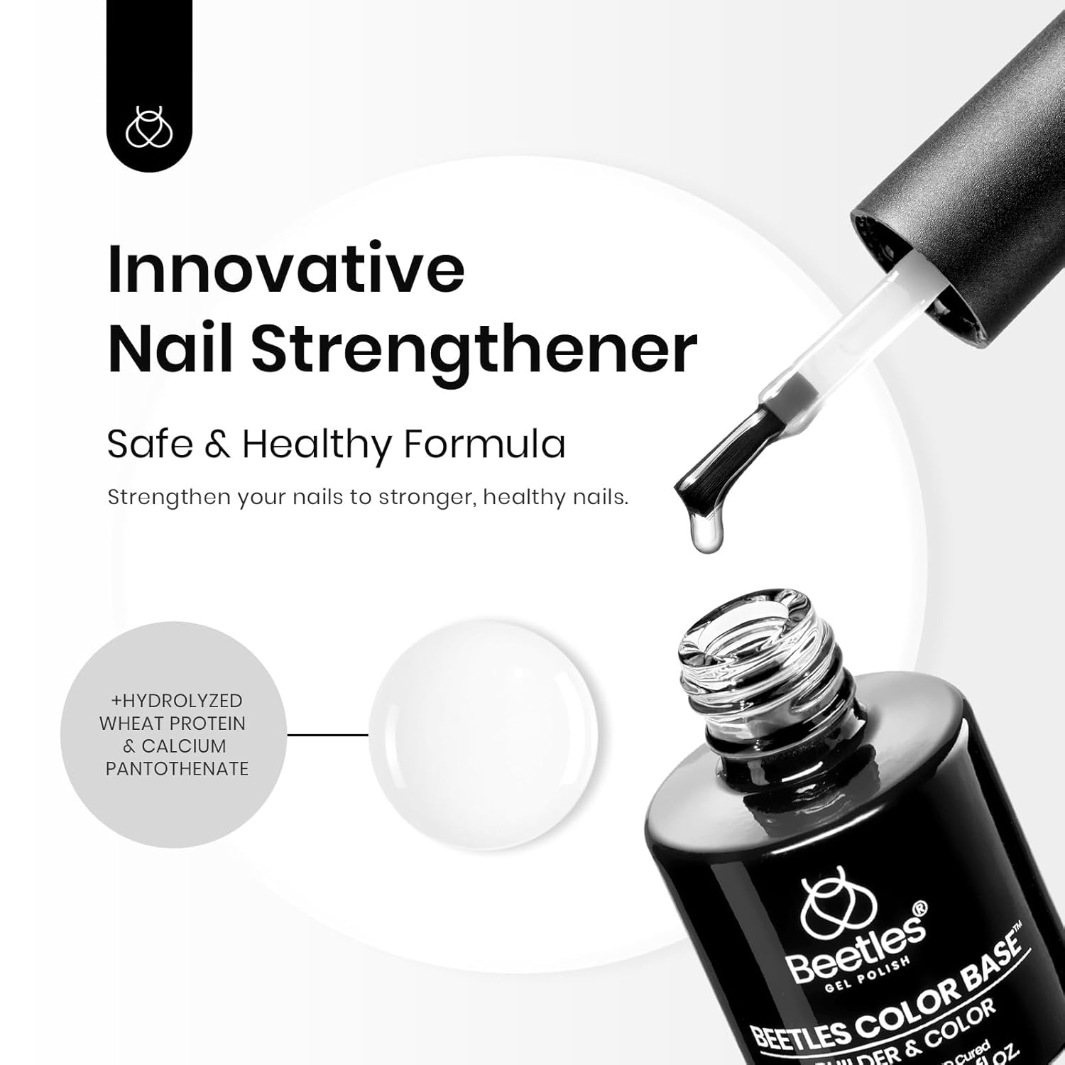 Beetles 2 en 1 Builder – Esmalte de gel de uñas base y superior para uñas, 0.5 onzas líquidas, gel fortalecedor de uñas transparente neutro y capa