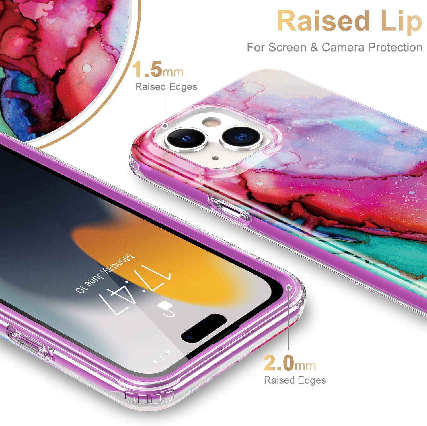 Esdot Funda para iPhone 15 con protector de pantalla integrado, funda duradera con diseños de moda para mujeres y niñas, elegante funda protectora