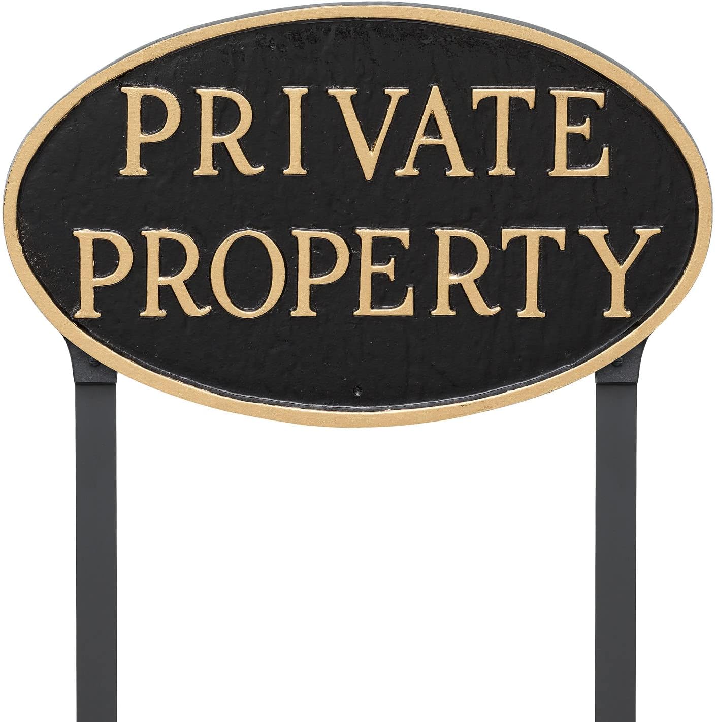Placa ovalada de metal fundido para propiedad privada – Placa de exhibición de pared o césped – Letrero de privacidad para el hogar o negocio –