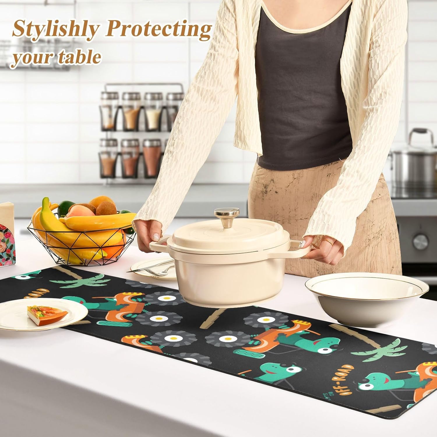 Lindos salvamanteles de camino de mesa para platos calientes, soportes resistentes al calor y tapete impermeable de cocina para platos calientes,