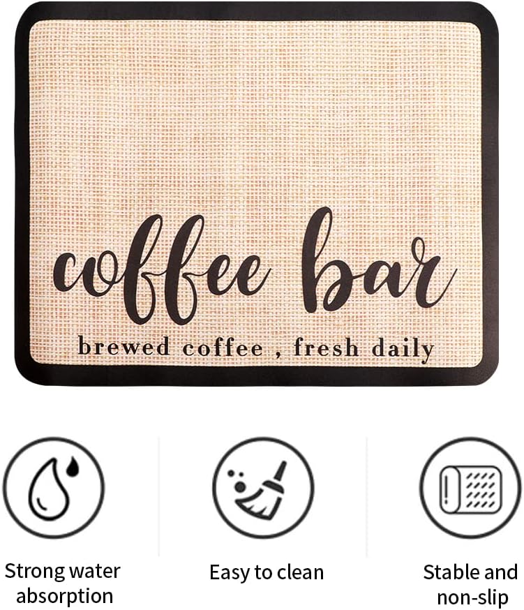 Tapete de café para barra de café, con parte trasera de goma absorbente de manchas y secado rápido para cocina, tapete para cafetera, para