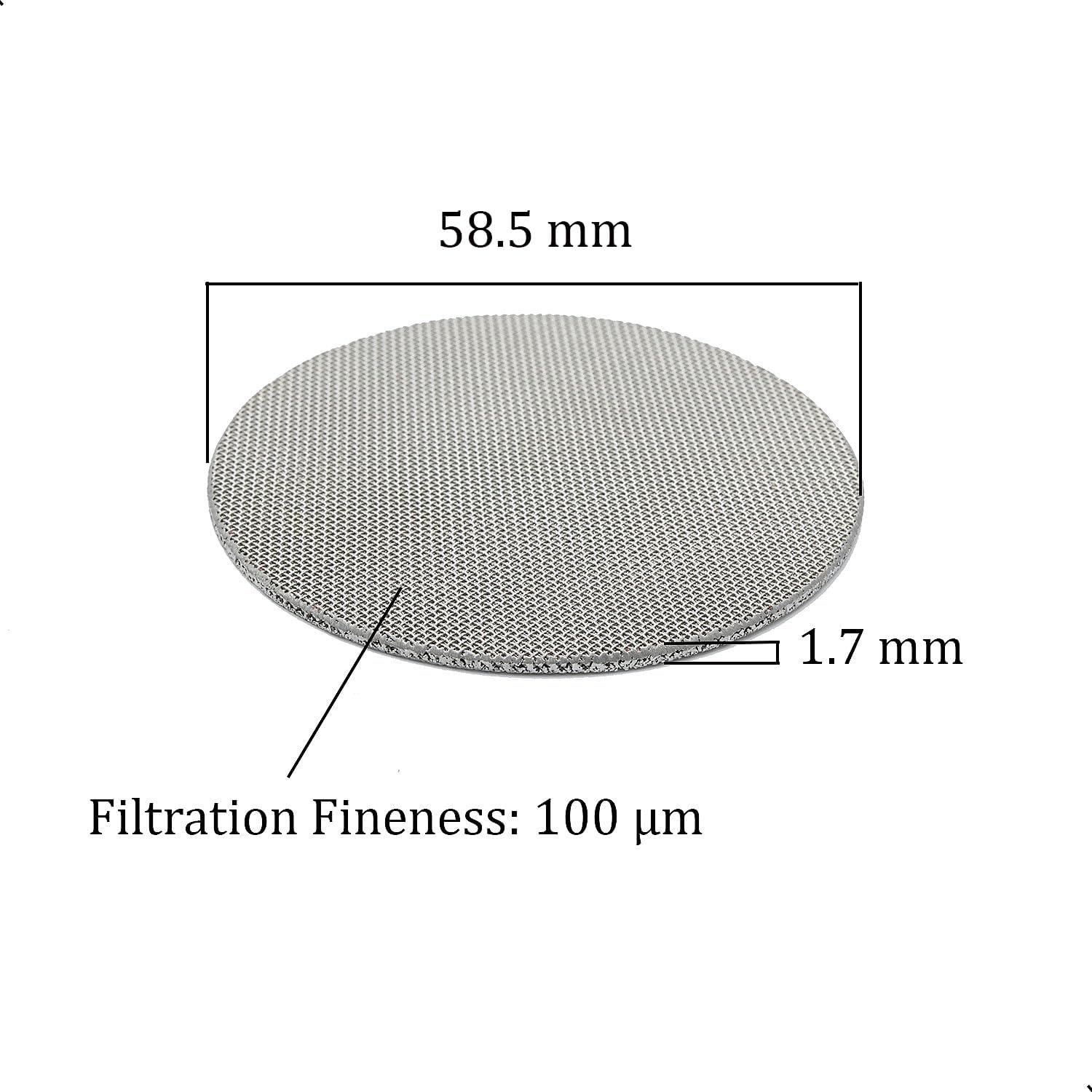 Paquete de 2 pantallas de disco de café de 2.303 in, placa de malla reutilizable de 0.067 in de grosor para cesta de filtro de portafiltro de