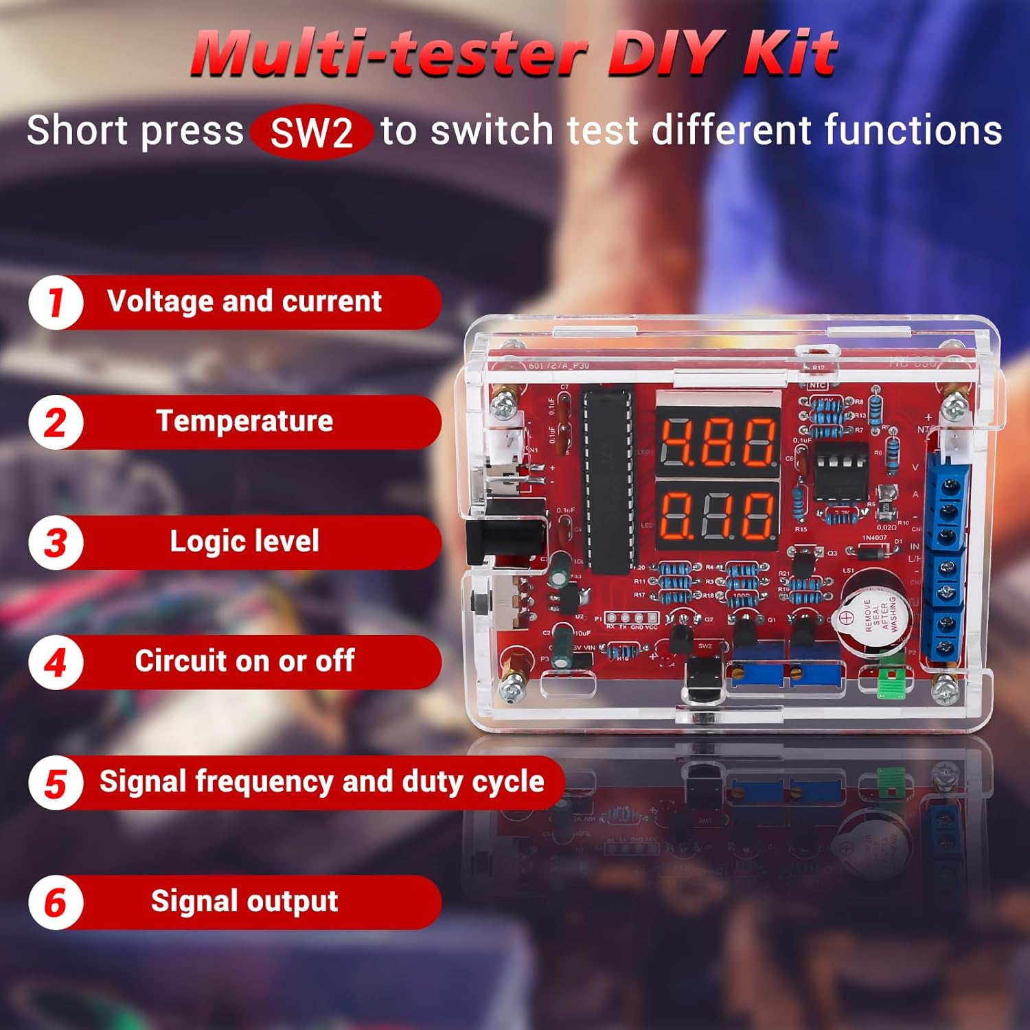 MiOYOOW Kit de práctica de soldadura, generador de señal ajustable PWM, probador de corriente de voltaje, kit de proyecto electrónico, pantalla LED,