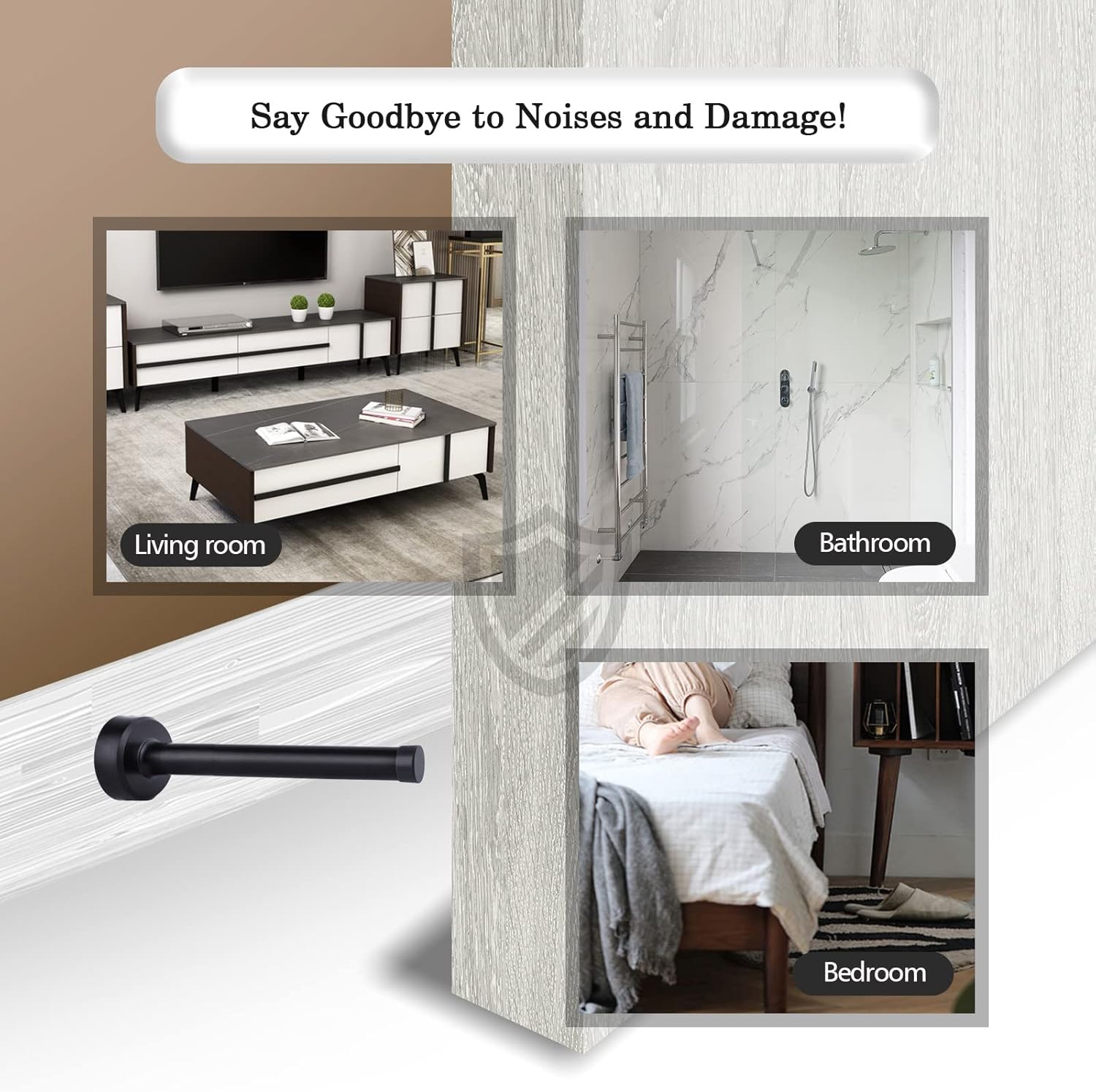 Topes de puerta, tope de puerta largo, tope de puerta de 5 pulgadas, topes de puerta negros para montaje en pared, tope de puerta de acero