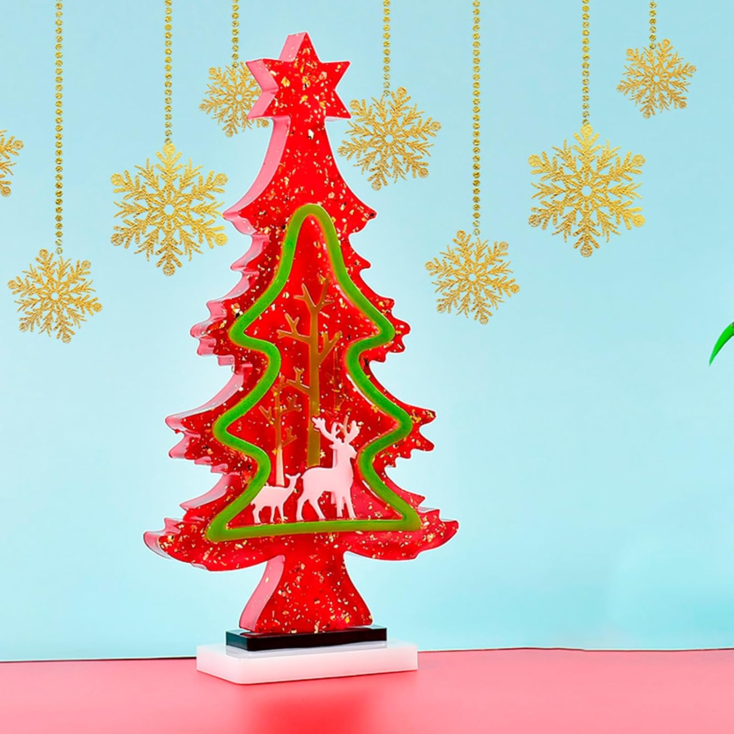 Moldes de silicona de resina navideña, moldes de adorno de cristal de muñeco de nieve de Papá Noel 3D para decoración del hogar, oficina, decoración