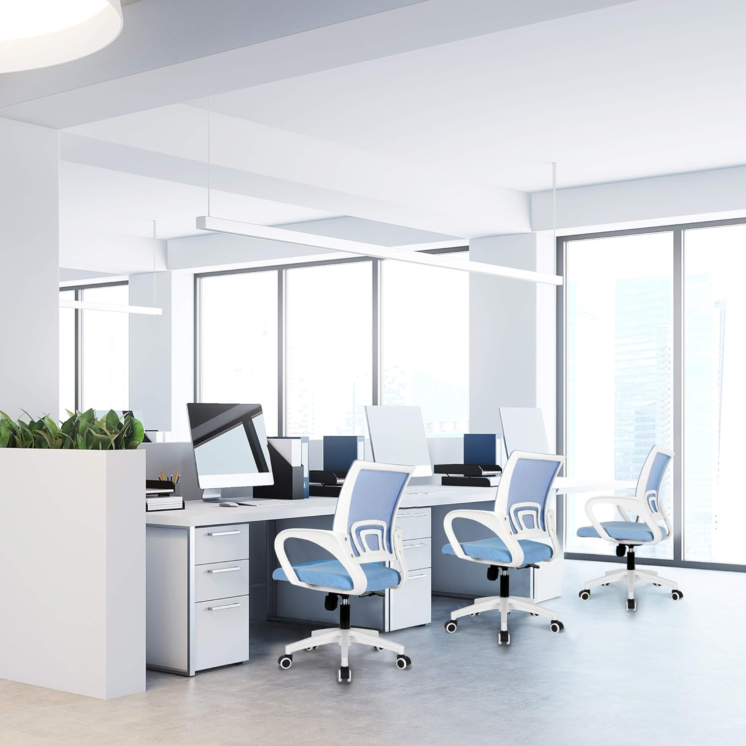 NEO CHAIR Silla de escritorio para computadora de oficina, para juegos, cojín ergonómico de respaldo medio, soporte lumbar con ruedas, cómodo