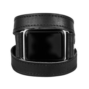 Leather double wrap band strap compatible with Apple watch 38mm 40mm 41mm 42mm 44mm 45mm 49mm, Handmade UA 1875st (black leather black thread Leather double wrap band strap compatible with Apple watch 38mm 40mm 41mm 42mm 44mm 45mm 49mm, Handmade UA 1875st (black leather black thread