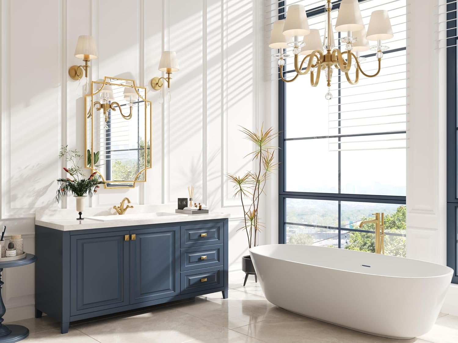 Kelly Miller Espejo de baño dorado para pared, espejo de pared dorado de 20 x 30 pulgadas, espejo de tocador, espejo decorativo para decoración de