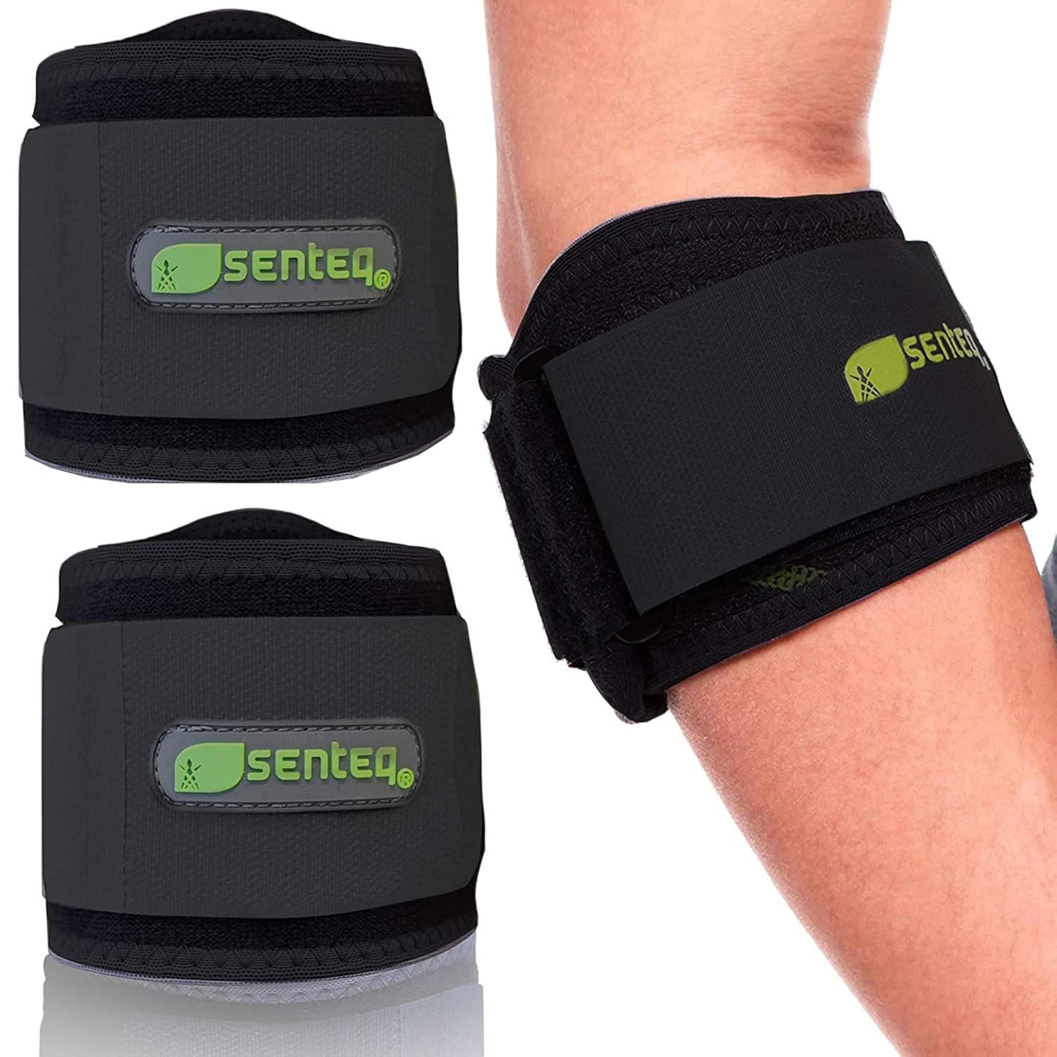 SENTEQ Codera de tenista, codera para tendinitis y codo de tenis con envolturas de neopreno, cómodas correas para codo de golfistas, coderas de
