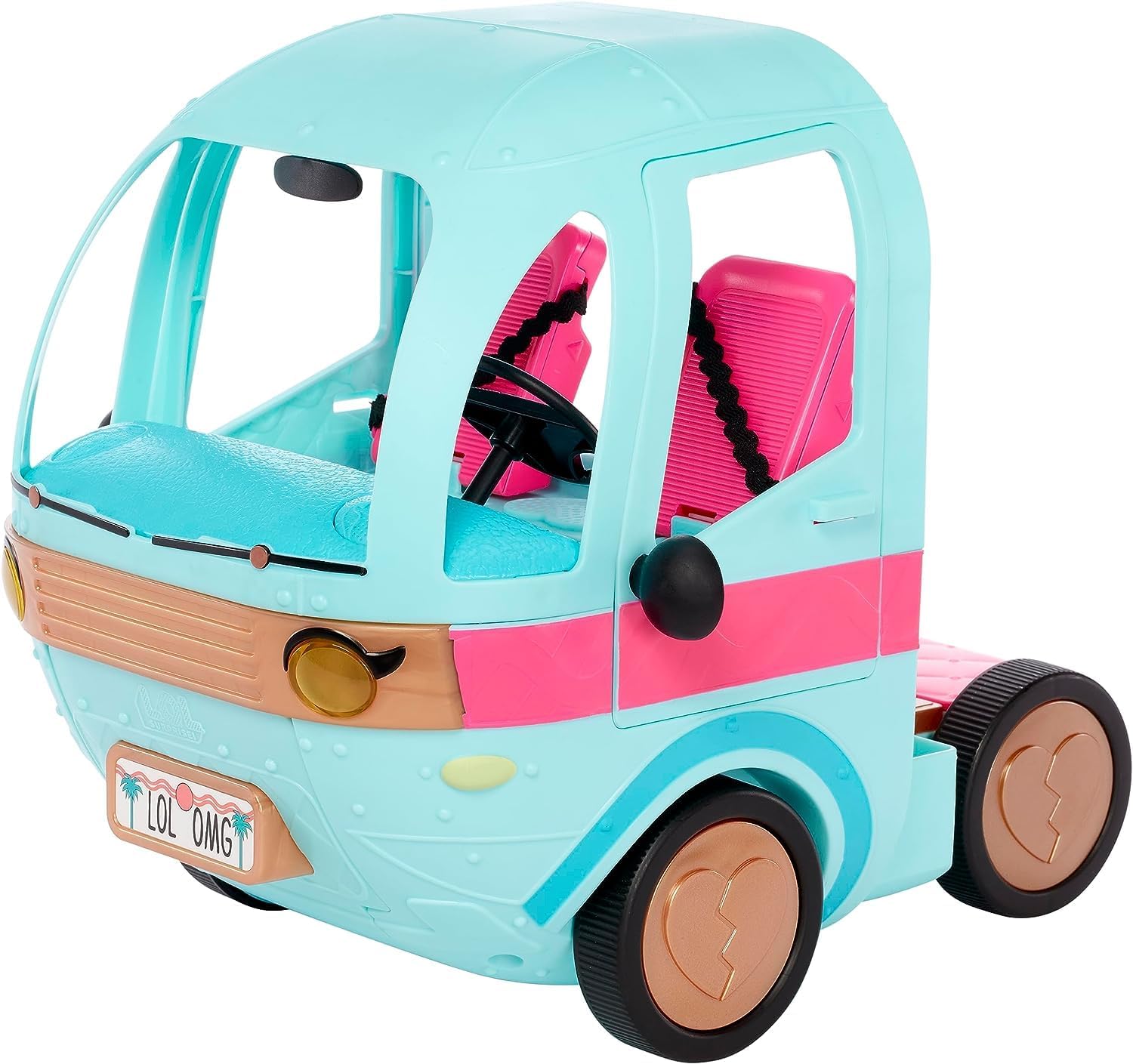 LOL Surprise OMG Glam N’ Go Camper Playset con más de 50 sorpresas y juego de 360, totalmente amueblado con piscina, tobogán de agua, literas,